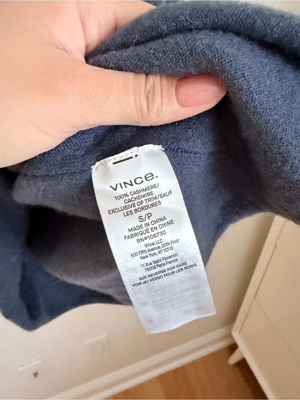 Vince Frayed V-Neck Long Sleeve Sweater - Navy - Picture 6 of 7